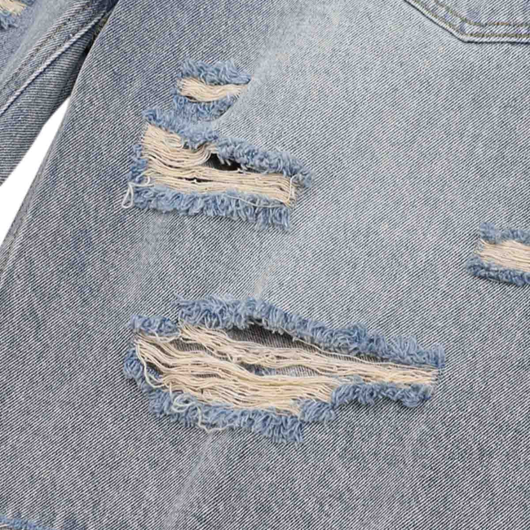 Distressed Ripped Denim Suit