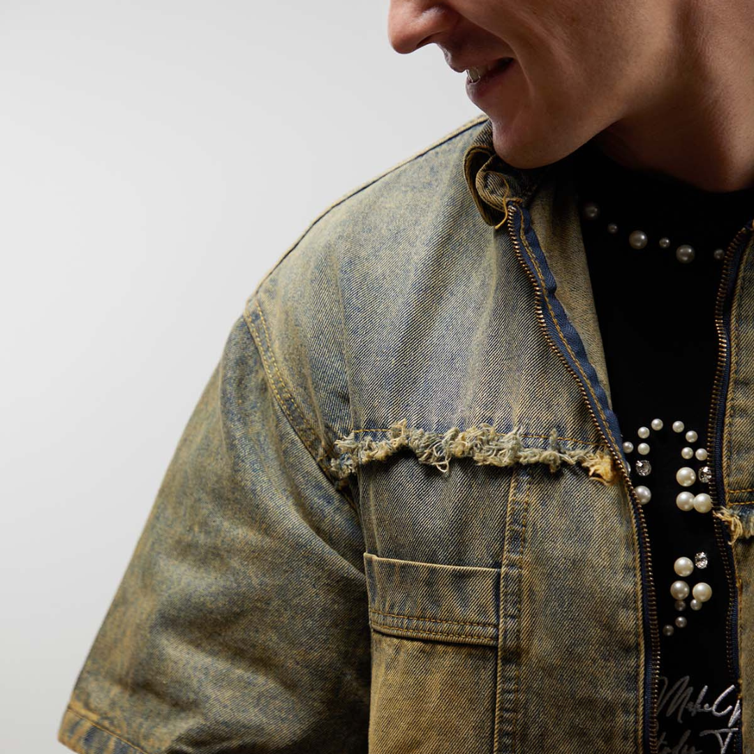 Distressed Ripped Denim Suit