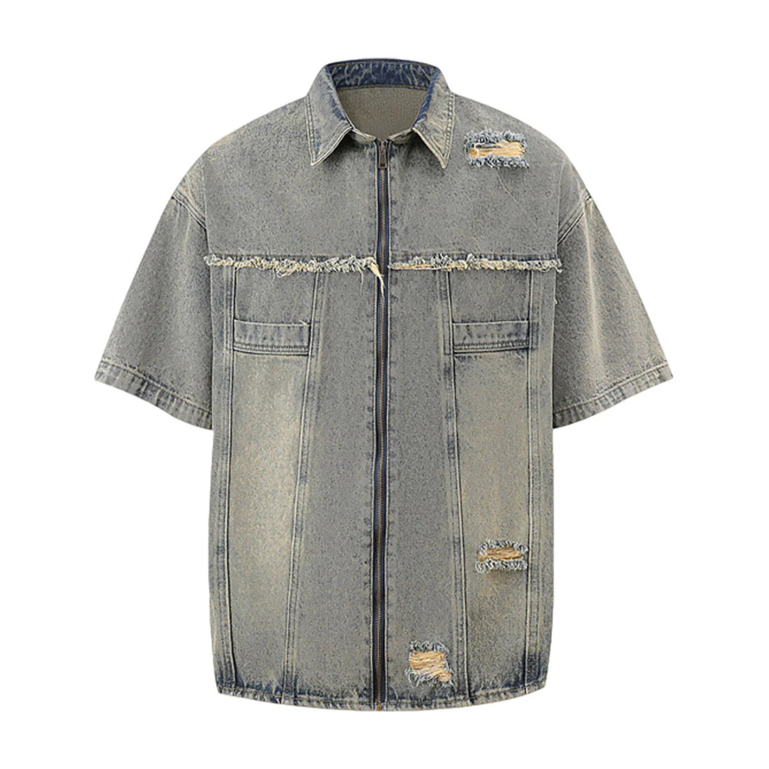 Distressed Ripped Denim Suit