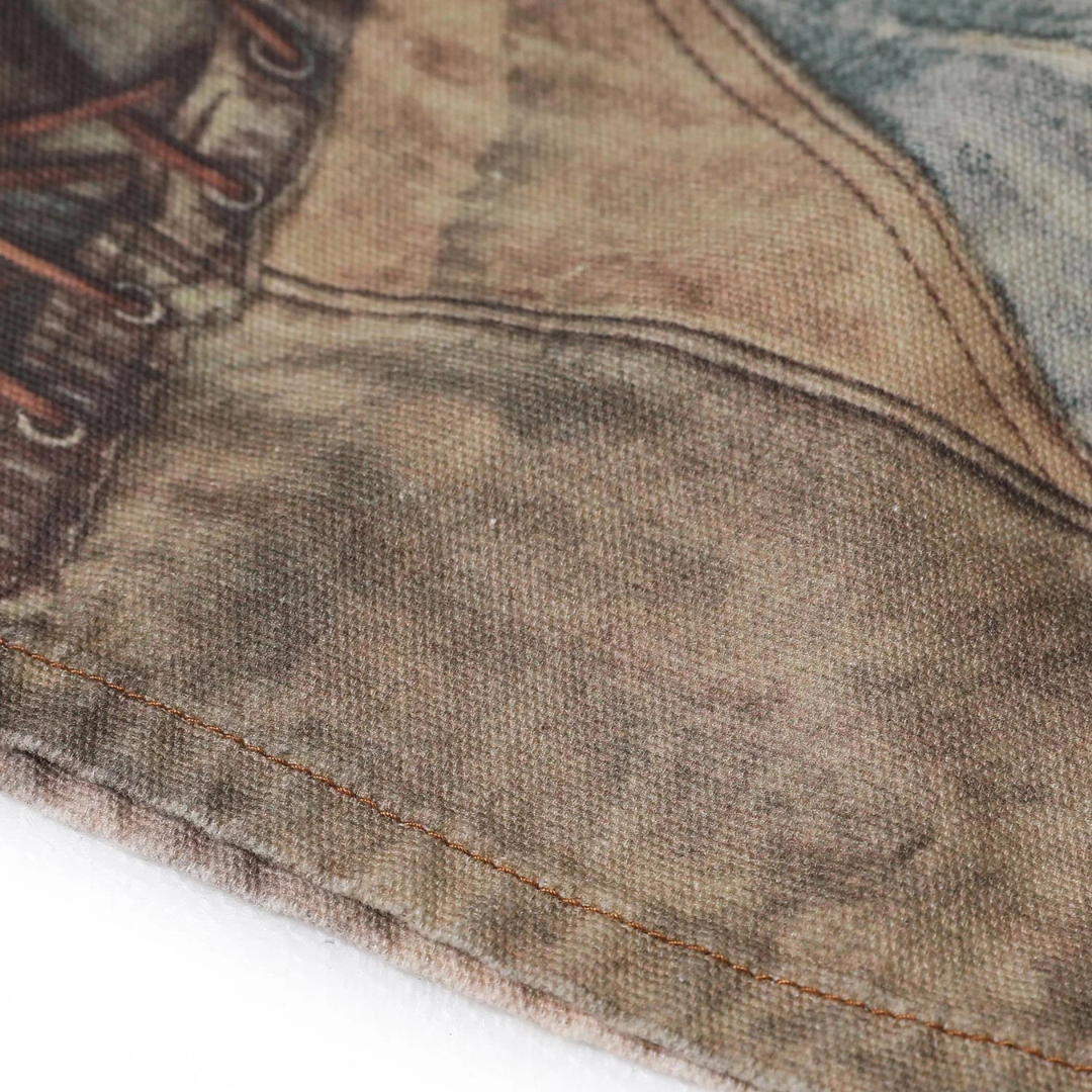High Street Distressed Washed Printed Jeans - 2246